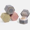 Hexagonal Ring Box with Gold-Tone Decorative Pattern, Velvety-Covered Case for Ring Storage and Gift Presentation