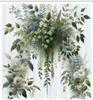 Green Shower Curtain, Dreamy Composition of Leaves Huddle with Tropical Boho Aura Sage Colors, Cloth Fabric Bathroom D