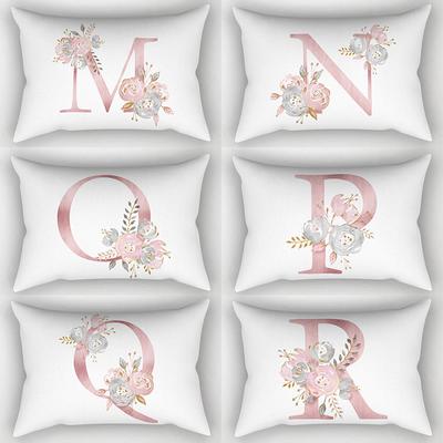 26 Letter Pillow Case Flowers Pillow Case Cushion Cover Fashion Pillow Cover Pillow Cover Pillow Case Home Decoration  Jewelry Accessory
