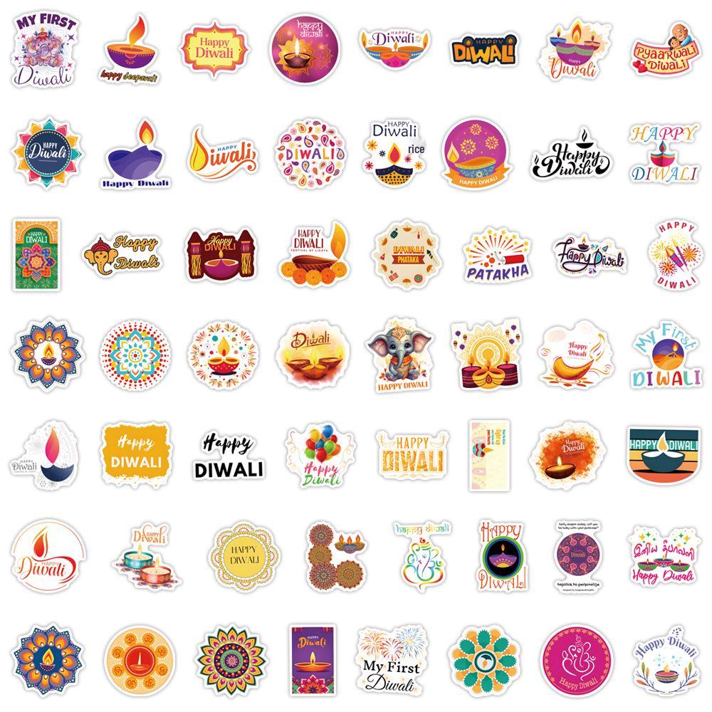 110 New Style Waterproof Diwali Graffiti Stickers for Suitcases & Phones