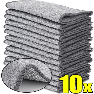 1-10 piezas Paño de limpieza de alambre de acero Fibra de carbón de bambú Doble cara Engrosado Paño para lavar platos Herramienta de limpieza fuerte para eliminar el óxido