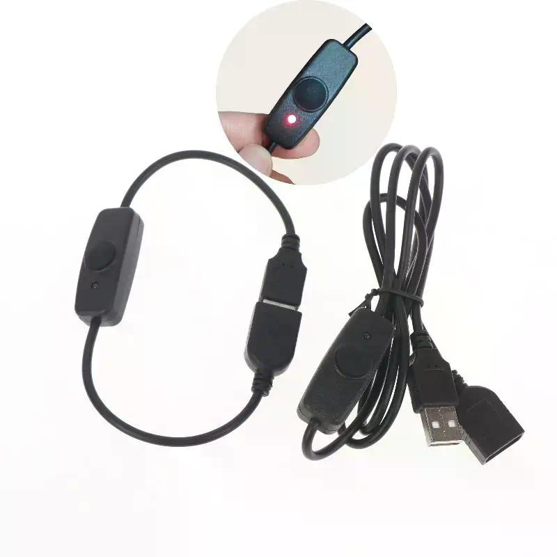 30/100cm USB Extension Cable With ON OFF Switch LED Indicator For USB Fan LED Lamp Data Sync USB 2.0 Extender Cord
