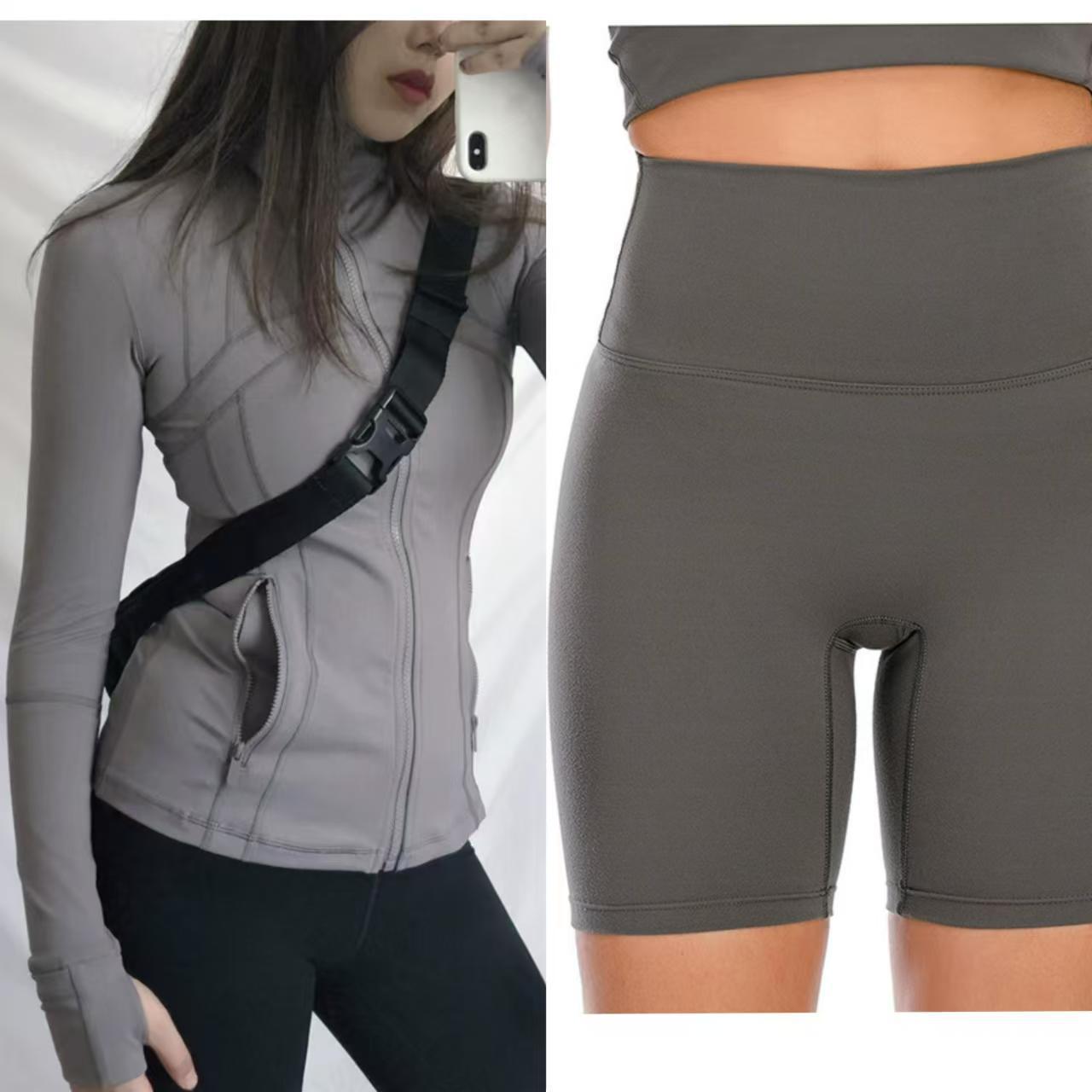 Женский облегающий комплект куртка и капри для йоги Lulu SLEEK CITY M/4