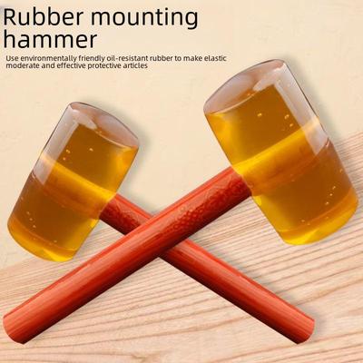 Transparent Rubber Mallet with Wooden Handle - Ideal for Tile, Marble, and Floor Installation