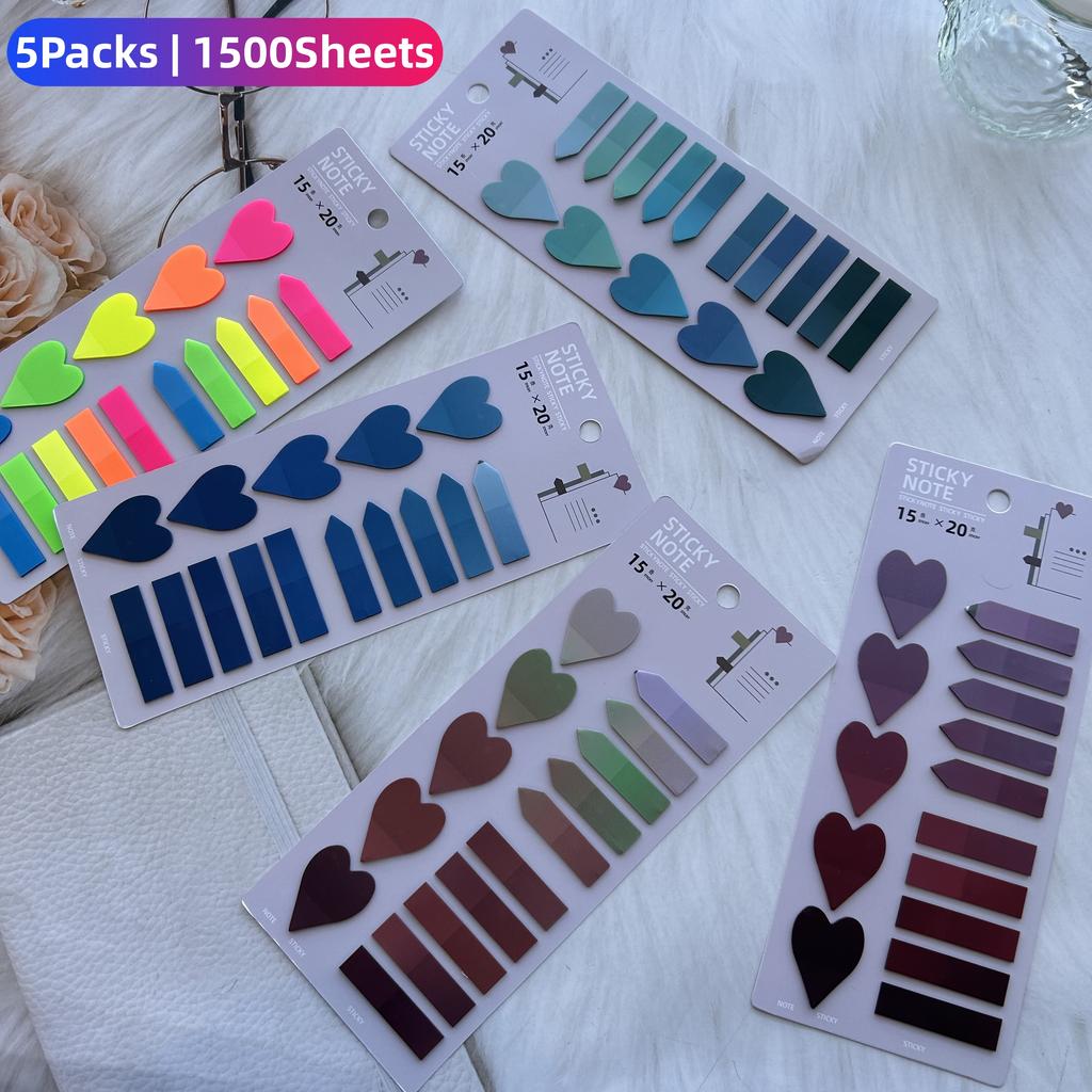300-1500 Sheets Transparent Sticky Notes, Index Tabs & Page Markers, Creative Self-Adhesive Memo Pads for Office School Books