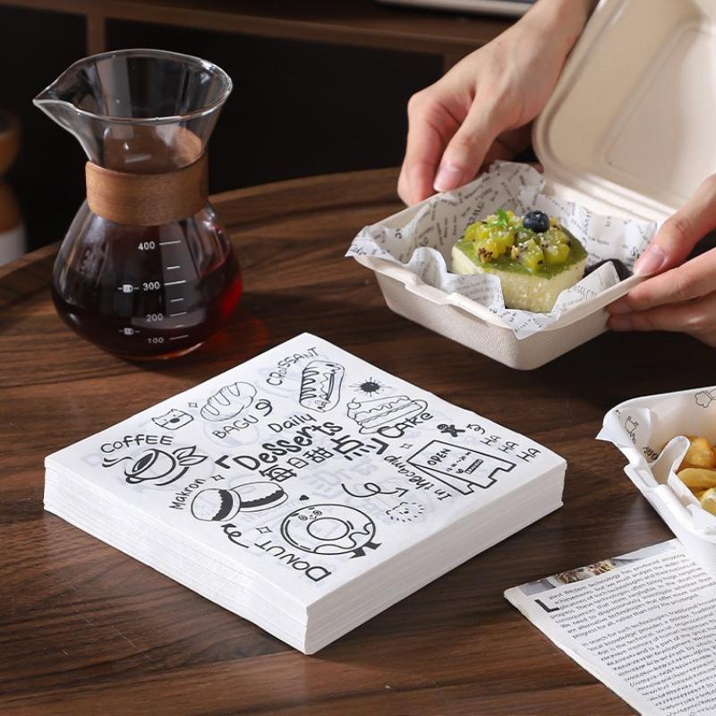 Frittiertes Hähnchen Pommes Öl-Abtrennblech Papier Burger Brot Öl-absorbierendes Papier Sandwich-Verpackungspapiere Backbleche Kuchen Bento-Boxen Polsterpapier