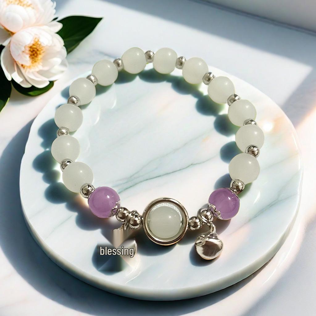 2025 Jadeite Green Jade Rabbit Bracelet: High-End Chinese Style, Year of the Snake, Elegant Women's Niche Beaded Design