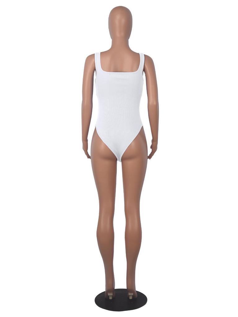 Women's Solid Color U-Neck Sleeveless Tank Top Bodysuit