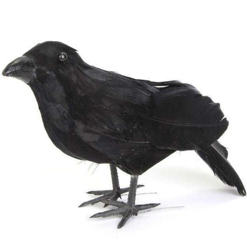 Duża kreskówkowa ozdoba wrona: Prawdziwe Pióra Ptak na Boże Narodzenie, Halloween i do Nordyckiego Wystroju Domu