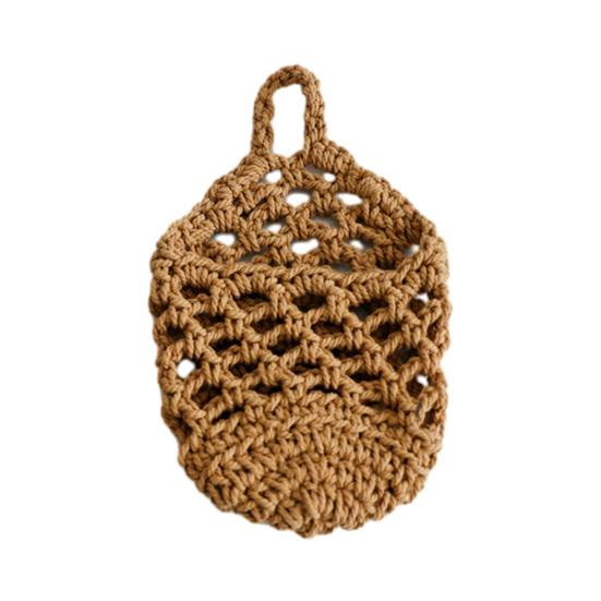 

Storage Basket with Handle Wall Hanging Plant Baskets Hand-Woven Cotton Rope Planters for Fruits Plants Small хаки