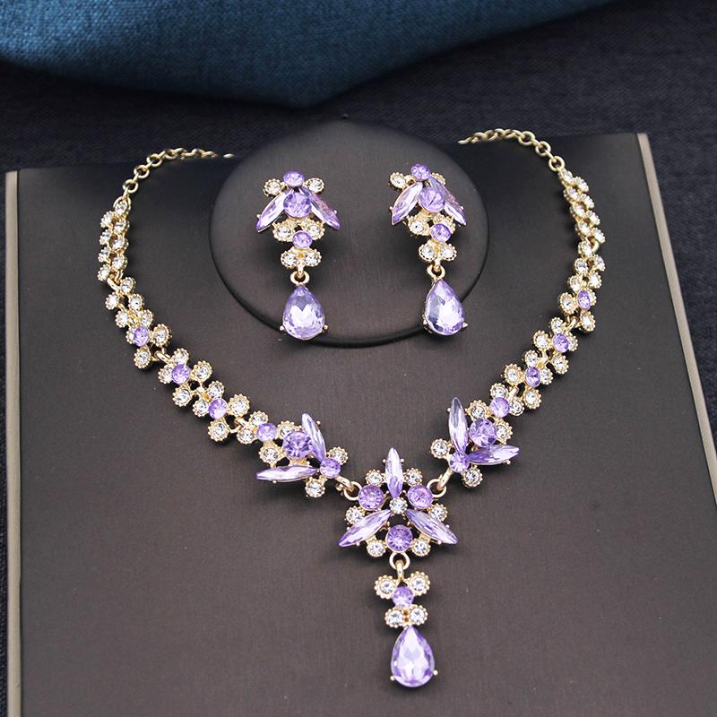 3Pcs Bridal Crown Jewelry Sets Luxury Tiaras and Earrings Necklace Set for Women Bride Wedding Dress Crown Sets Prom Gifts