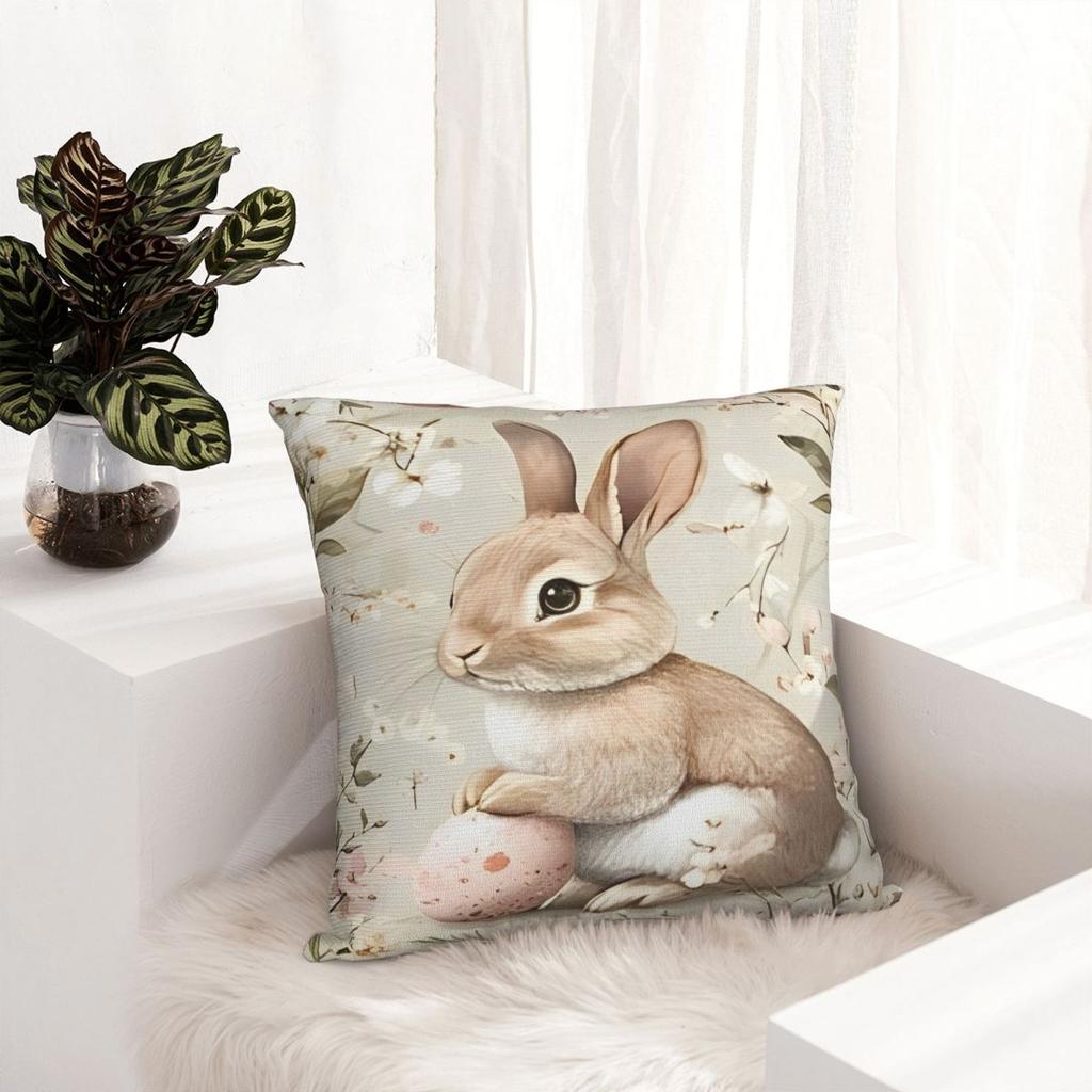 Spring Easter Eggs Bunny Throw Pillow Cover Polyester Decorative Pillow Customized Pillowcover Home Decor