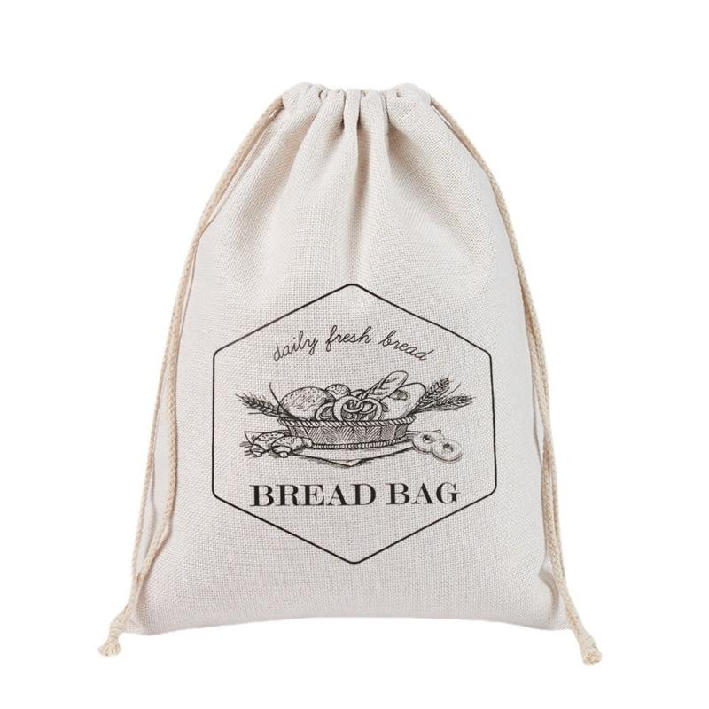 Practical Drawstring Linen Bread Bags Sustainable and Breathable Packaging Pouches Perfect for Bread Fruits and Snacks