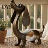 Vintage Iron Pet Decor Dachshund Figurine, Cute Puppy Sculpture, Artistic Modern Dog Statue for Outdoor Garden Indoor Table Rustic Balcony Metal Craft
