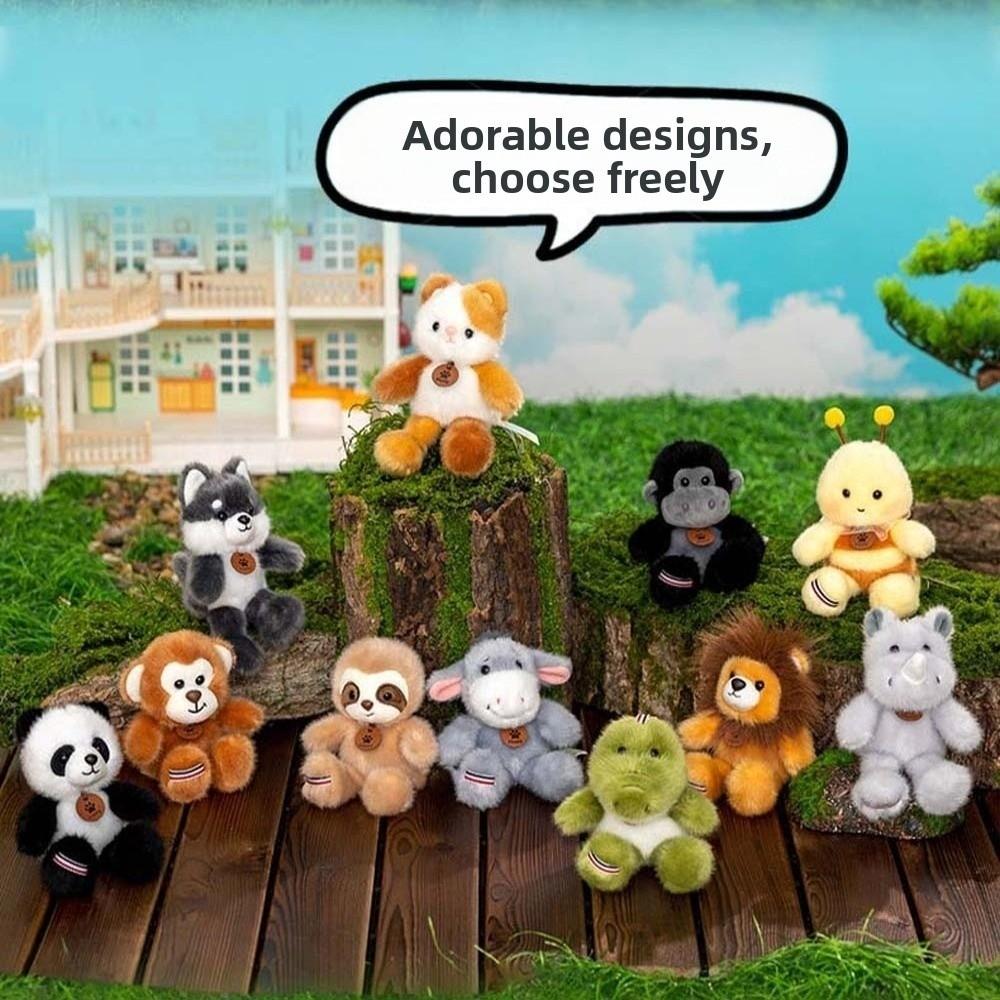 Polyester Cat Dog Pendant Bee Monkey Key Chain Creative Plush Animal Key Ring  Students