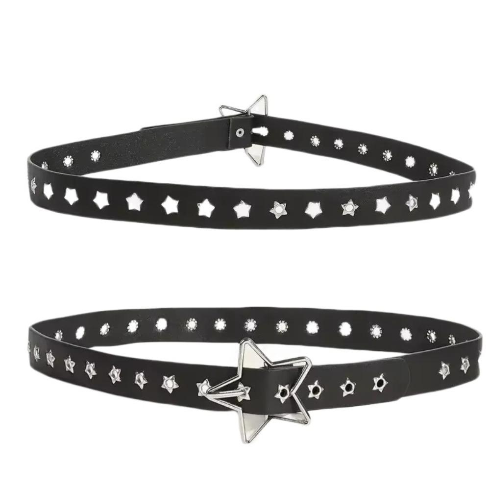 Adjustable Star Waistband PU Leather Women Waist Belt Casual Rivet Belt  Pants Decor