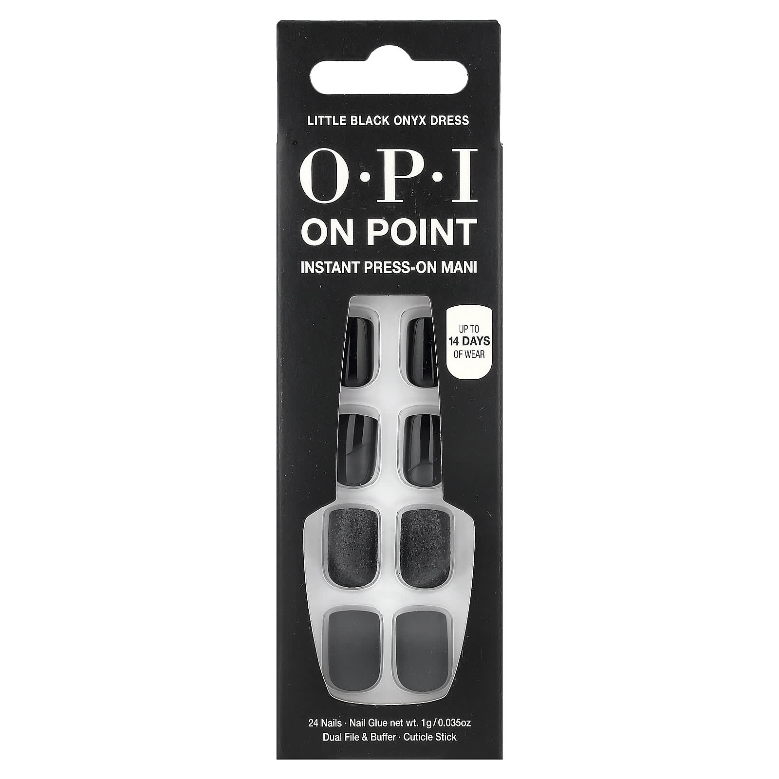

OPI, On Point, Мгновенный пресс-он маникюр, Короткая длина, Маленькое черное ониксовое платье, Набор из 27 штук