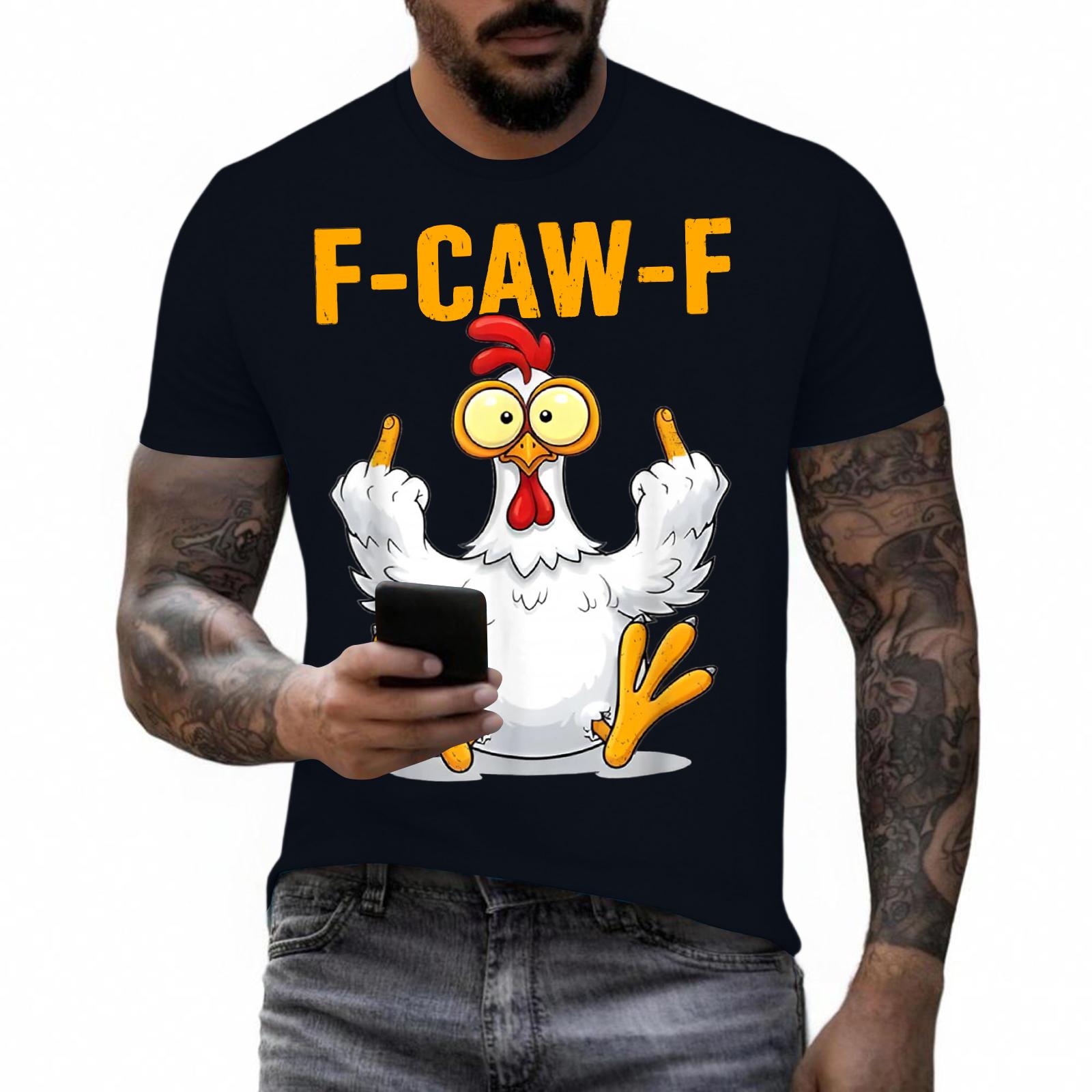 

Смешная футболка с петухом, кукарекающим F-Caw-F, и каламбуром L чёрный