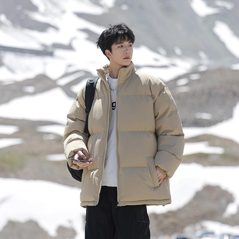 Winter Coat Men's Cotton Clothes New Men's Coat Couple Contrasting Color Stand-up Neck Cotton-padded Clothes Casual Warm Bread Clothes