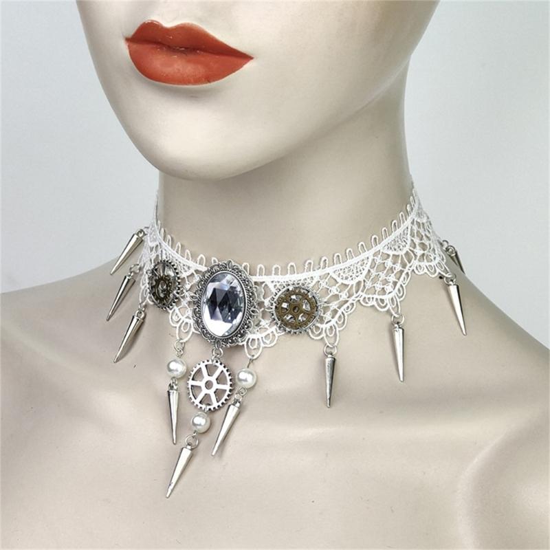 Collar Necklace with Lace and Gears Household Decoration for Wedding Birthday Party Decoration Accessory
