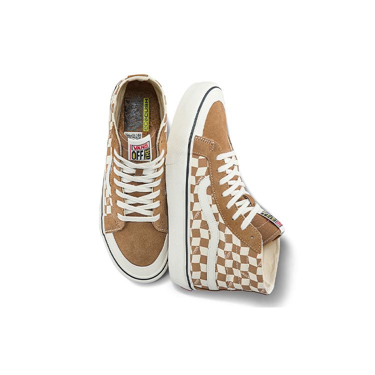 Vans SK8 Hi High Top Casual Skate Shoes Unisex Brown White Grid VN0A4BX7TBN