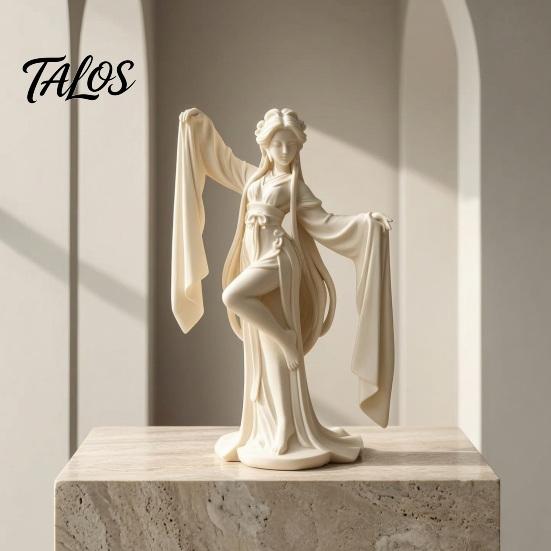 Fine Water Sleeve Dancer 3D Printed Ancient Chinese Ornament, Elegant Flowing Figurine, Artistic Tea Room Accents Traditional Oriental Aesthetic