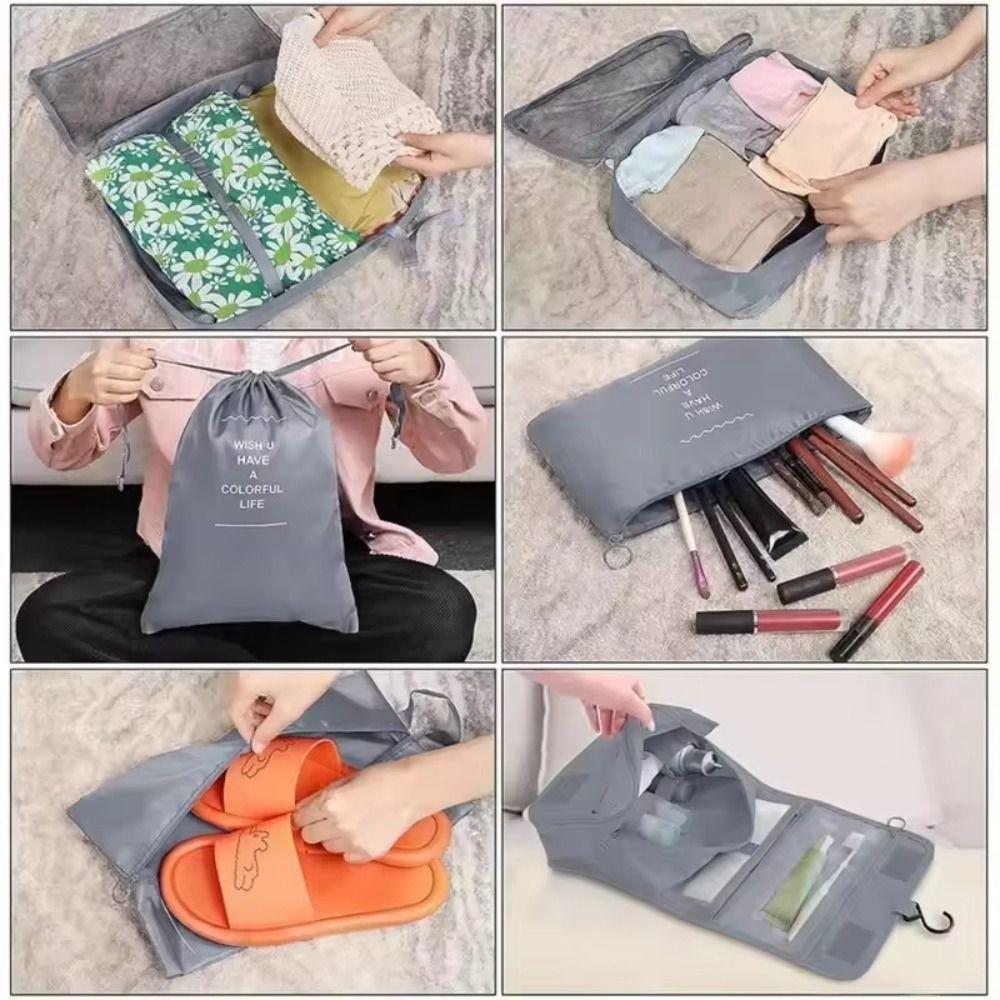 7 Pcs Set Large Capacity Travel Organizer Set Folding Suitcase Packing Cubes  Clothes Organization