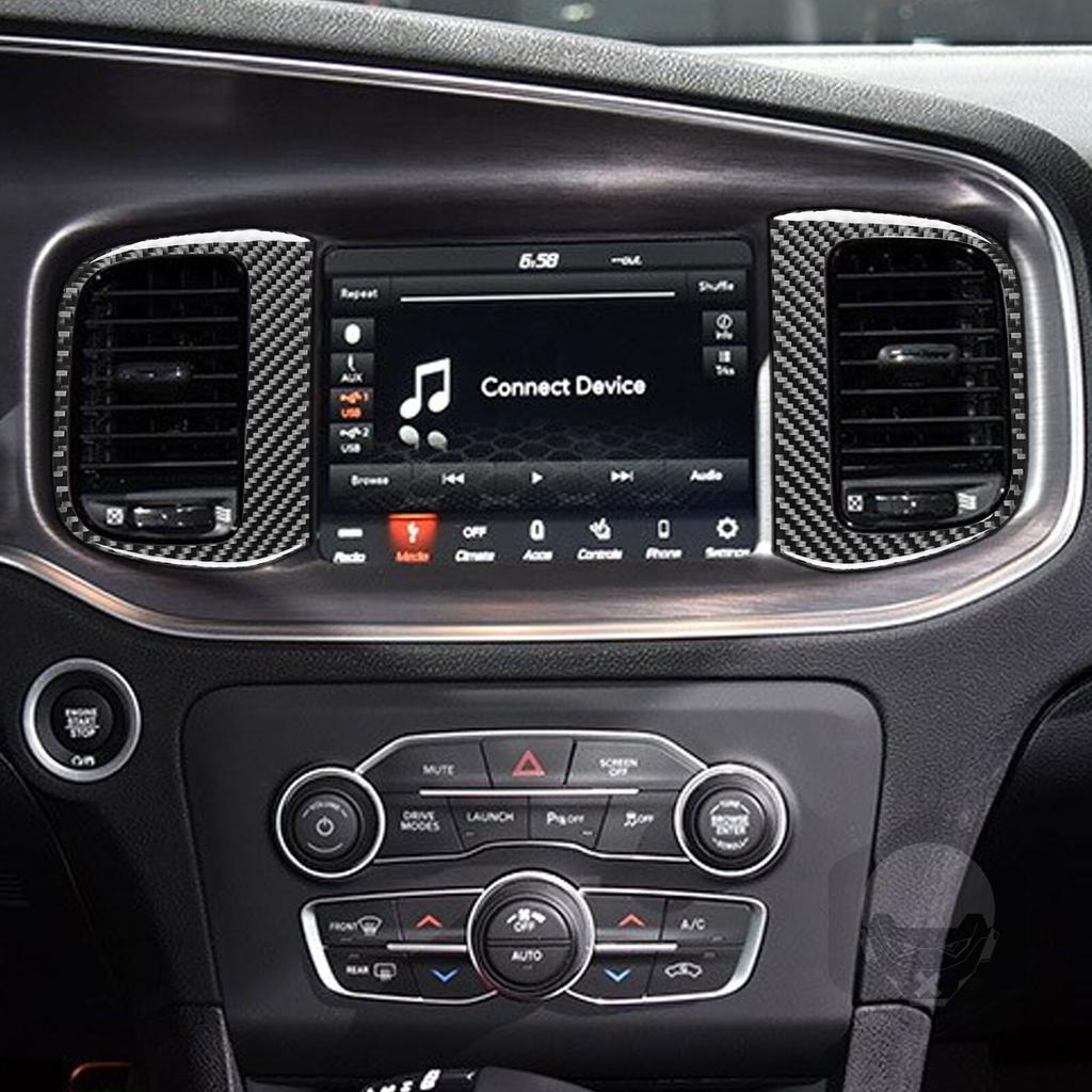 Carbon Fiber Middle Air Vent Outlet Frame Cover Trim For Dodge Charger 2015-