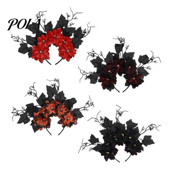 Layered Flower Hair Accessory Halloween Hoop, Flexible Base Headband with 3D Multi-Layered Floral Design, Headgear Handmade Fabric Flowers Day of The