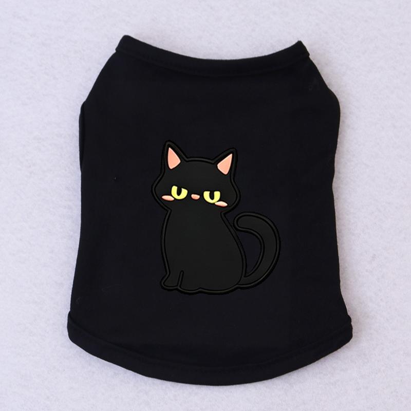 Halloween Pet Vest Cute Black Cat Cartoon Print Sleeveless Shirt Soft Breathable Costume For Kitten Puppy Party Daily Outfit