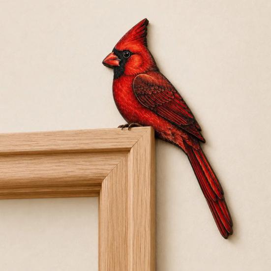 Accents de pièce inspirés par la nature, Décor Topper d'oiseau en bois pour porte, Statuette d'angle de forme adorable, Panneau décoratif en bois fait à la main, Aménagement intérieur de forêt