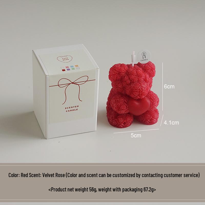 Rose Bear Scented Candle - Valentine's Day Gift, Party Favor, Creative Atmospheric Ornament