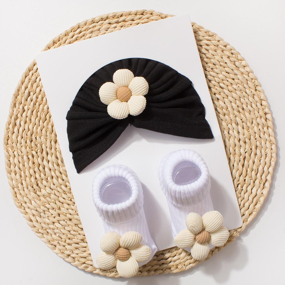 Bequeme Neugeborenenmütze mit Socken Weich Gestrickt Kleinkind Kinder Turban Baby Mütze Socken Set Foto Requisiten
