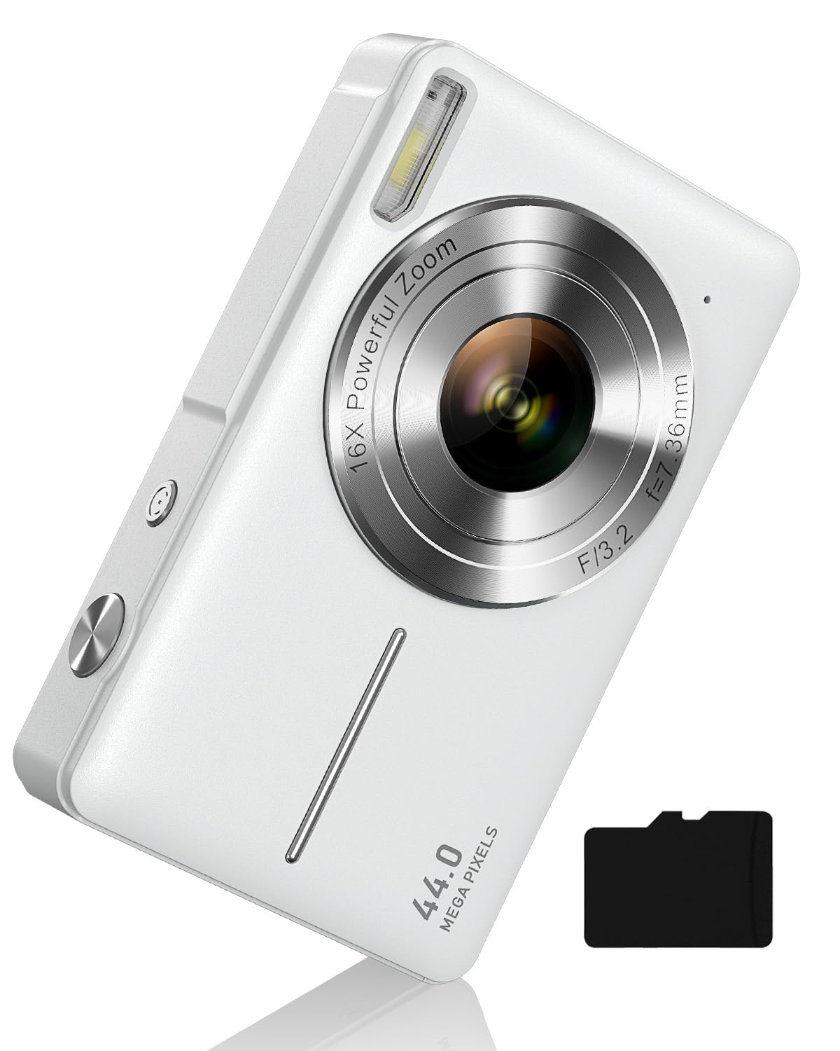 

CAMKORY Digital 44 1080P Video Image Large Spare School Beginner White Camera, Megapixels, Recording, Autofocus, Close-Up Photography, Stabilization, білий