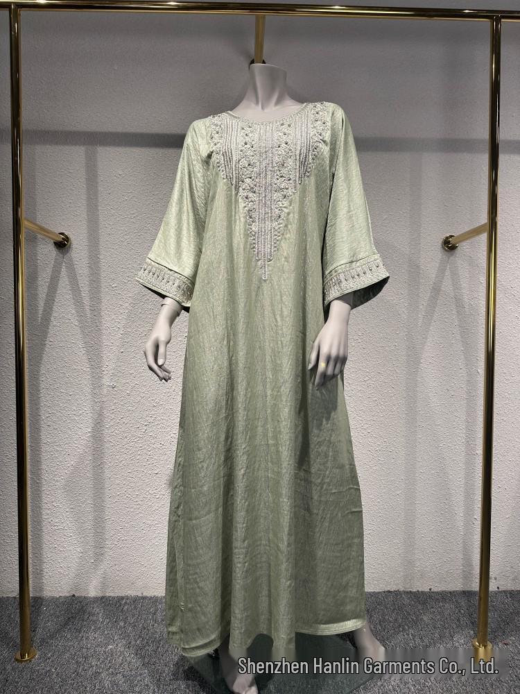 L230 Rhinestone Craft Muslim Abaya Jalabiya Evening Gown