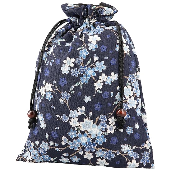 Japanese Pattern Drawstring Bag, Large, Crepe Fabric, Made In Japan, Accessory Pouch, Goshuincho (St