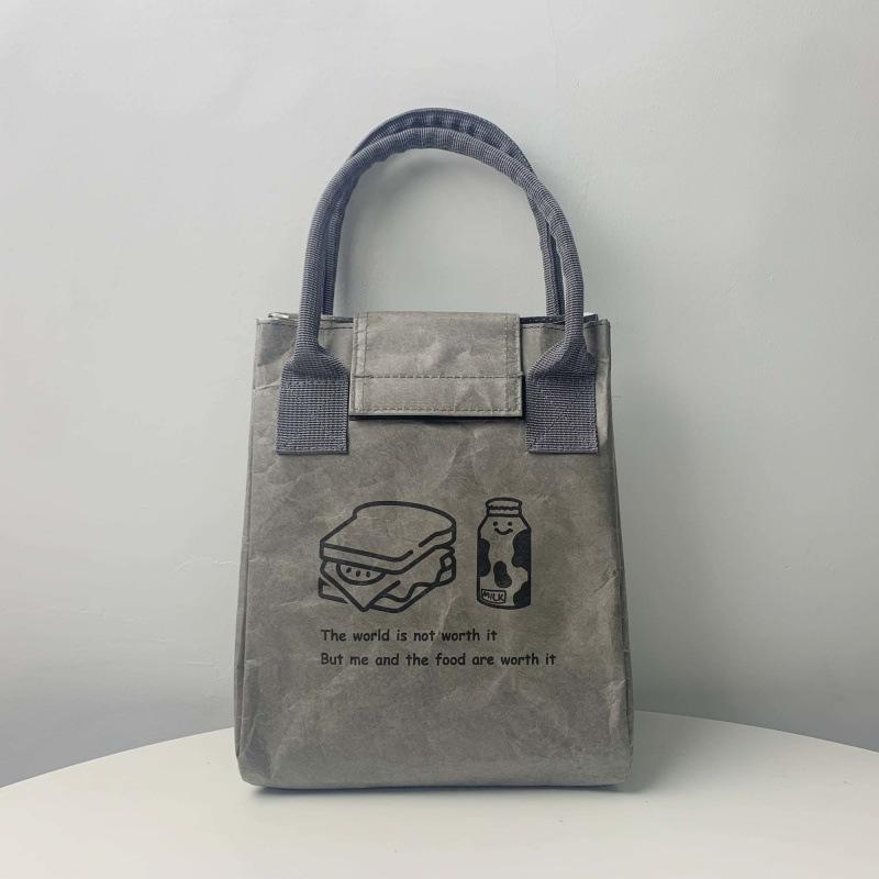 

Японский стиль ручная сумка для ланча из бумаги тайвек сумка для бенто водонепроницаемая маслостойкая термоизолированная сумка офисный работник портативная сумка для ланча серый