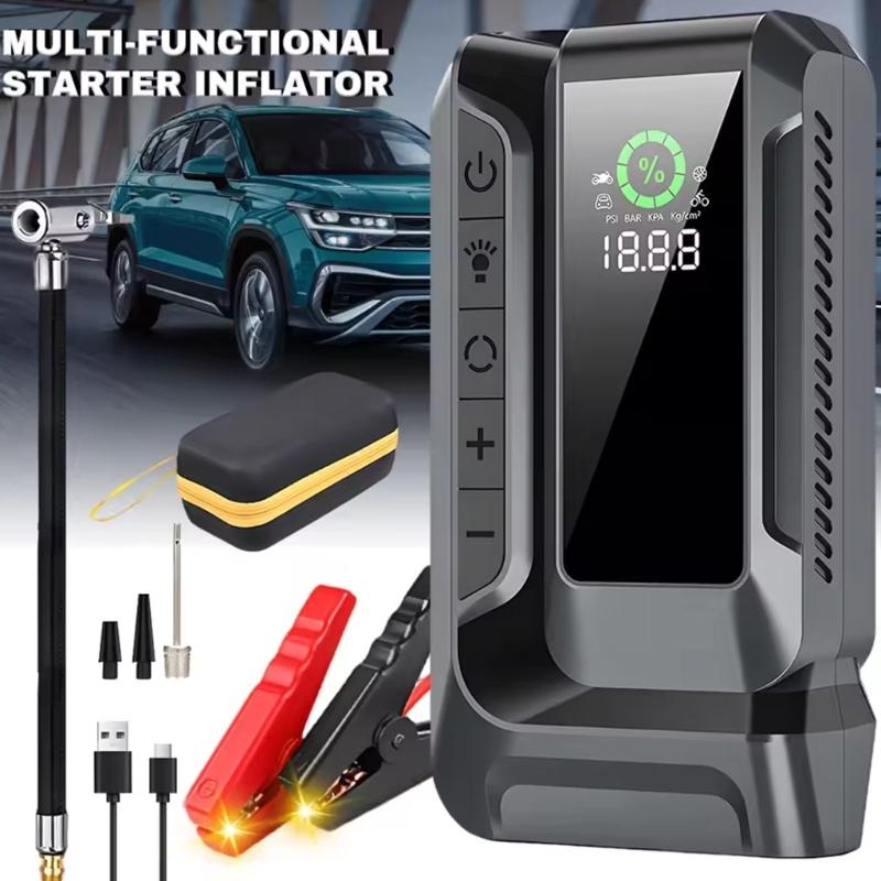 Compact Emergency Car Battery Booster And Air Compressor Tire Inflator With 35L/Min Inflation Rate For Roadside Assistance