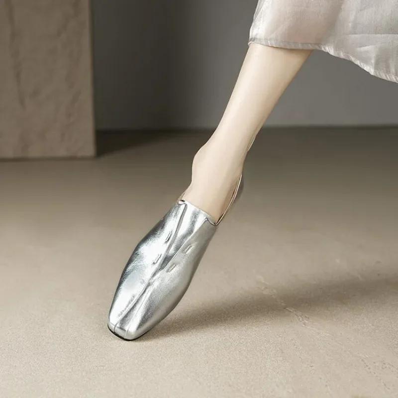 French Giant Soft Milk Shoes Deep Mouth Single Shoes Women's Flat Bottom 2025 Spring Autumn New Style Square Head Design