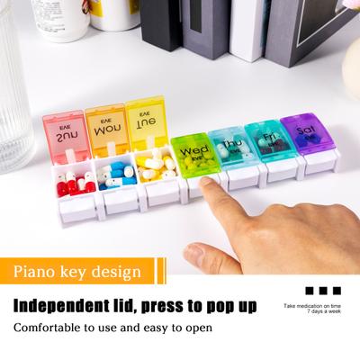 Pillen-Organizer, Aufbewahrungsbox mit großen Fächern, BPA-frei, wöchentliche Organisation, transparenter Pillenbehälter mit Druckknopf, Tablet-Organizer