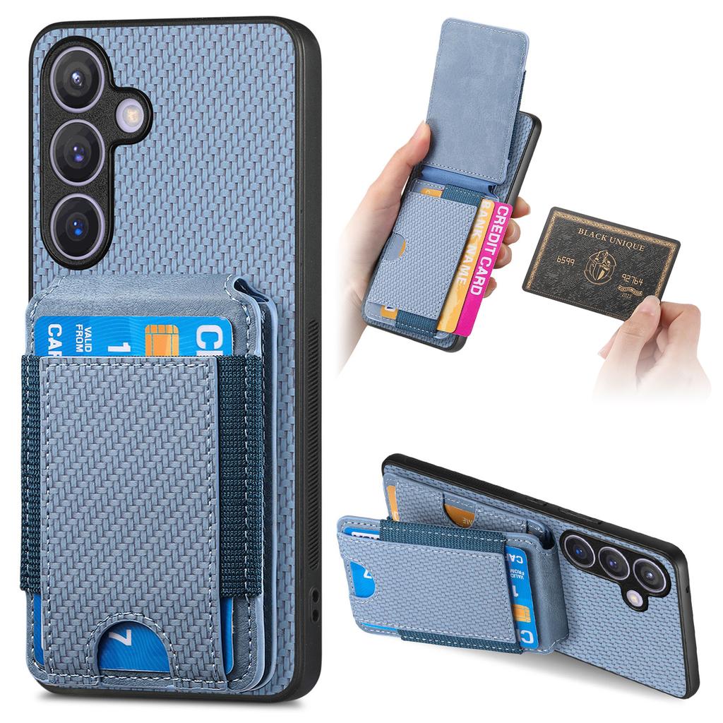 Pouzdro pro Samsung Galaxy S25+ s držákem karet a stojánkem, kožené, zadní kryt