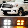 Yellow Turn Signal Light LED Daytime Running Light 2PCS Bumper DRL Fog Lamp For Toyota Sequoia 2007-2017