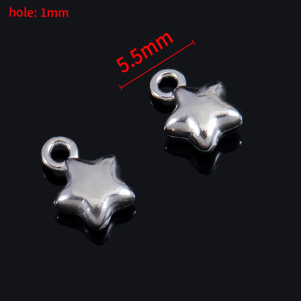 10pcs Stainless Steel Mini Heart Star Pendants Moon Necklace Charms for Earring Jewelry Making DIY Accessories Findings Supplies