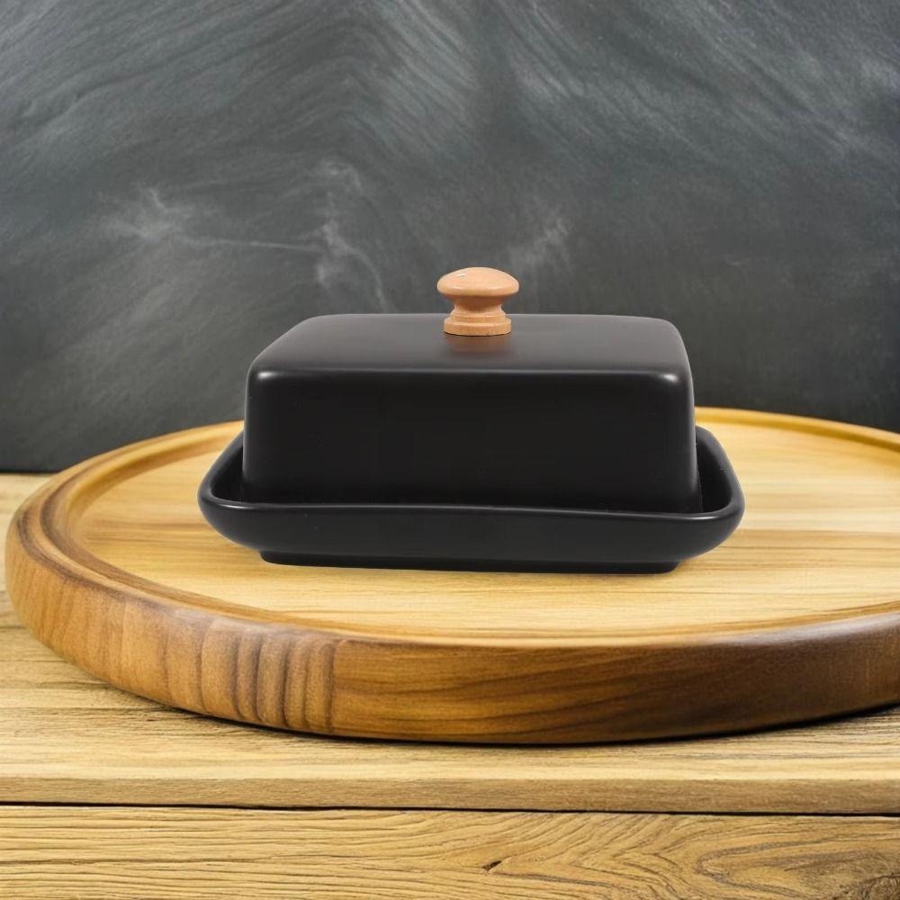 With Lid Ceramic Butter Dish Top Handle Sealed Butter Container Nordic Butter Plates  Snack