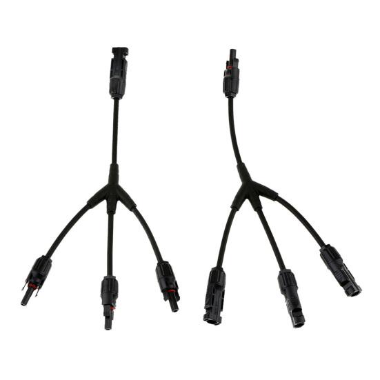1Pair 3 Way Y Splitter Cable Plug Inline Solar PV Panel IP67 Connectors