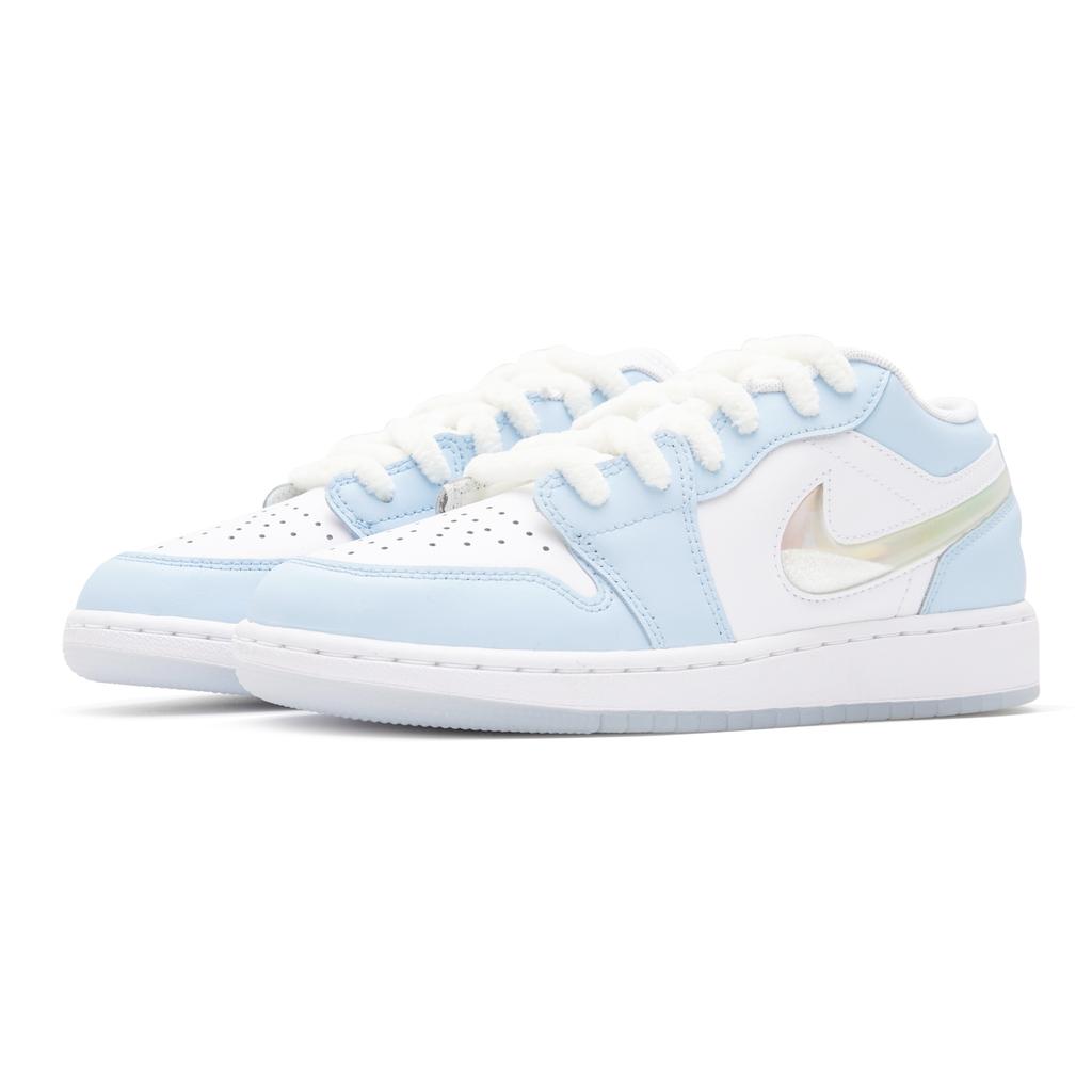 Jordan Air Jordan 1 Low Top Vintage Basketball Shoes Women's White Blue FQ9112-100(Teamp-)
