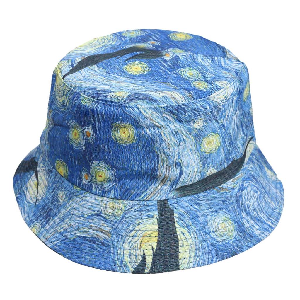 Europejsko-Amerykański Kapelusz Bucket Tie-Dye Chroniący Przed Słońcem: Dwustronny Design Graffiti dla Mężczyzn i Kobiet