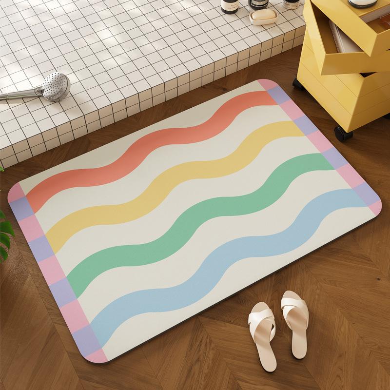 Vind Kiselgur Golvmatta Badrum Vattenabsorberande Halkfri Golvmatta Toalett Toalettdörr Smutsavvisande Snabbtorkande Golvmatta