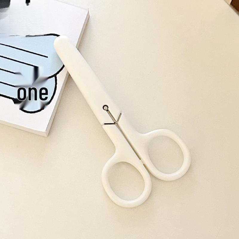 Cream Colored Safety Scissors with Lid for Students and Children - Ideal for Office and Crafts