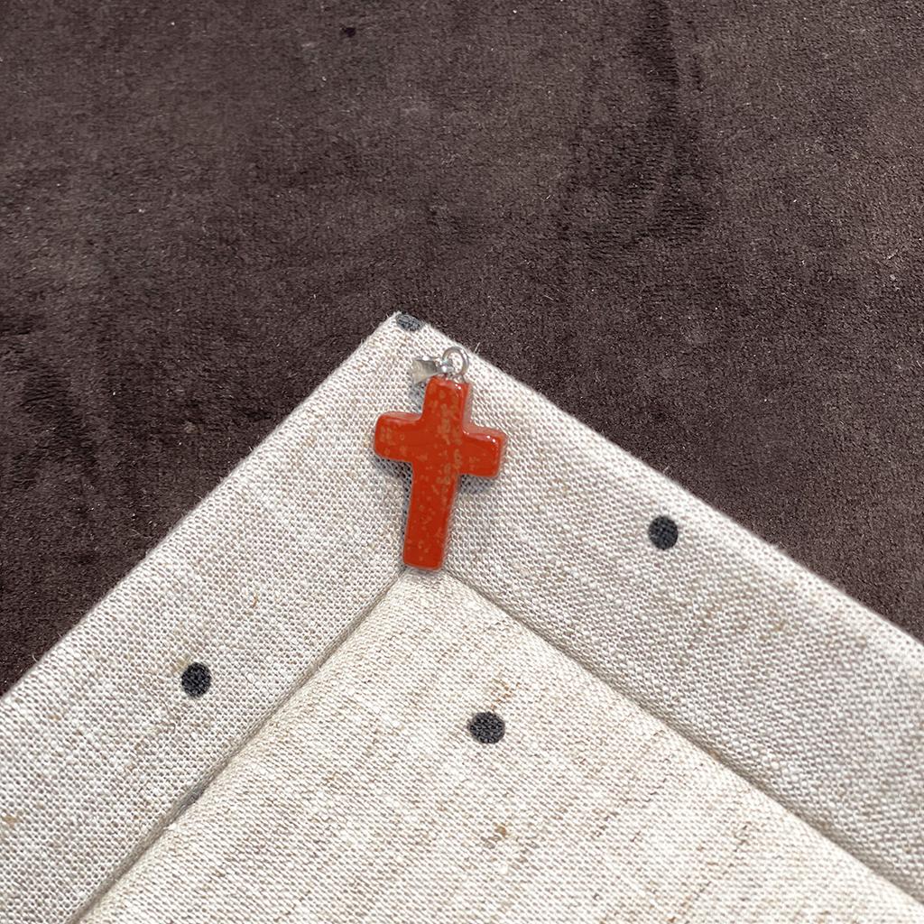 1Pc Natural Gemstone Cross Shape Pendant Charms 13×23mm With Metal Bail, For DIY Handmade Accessories